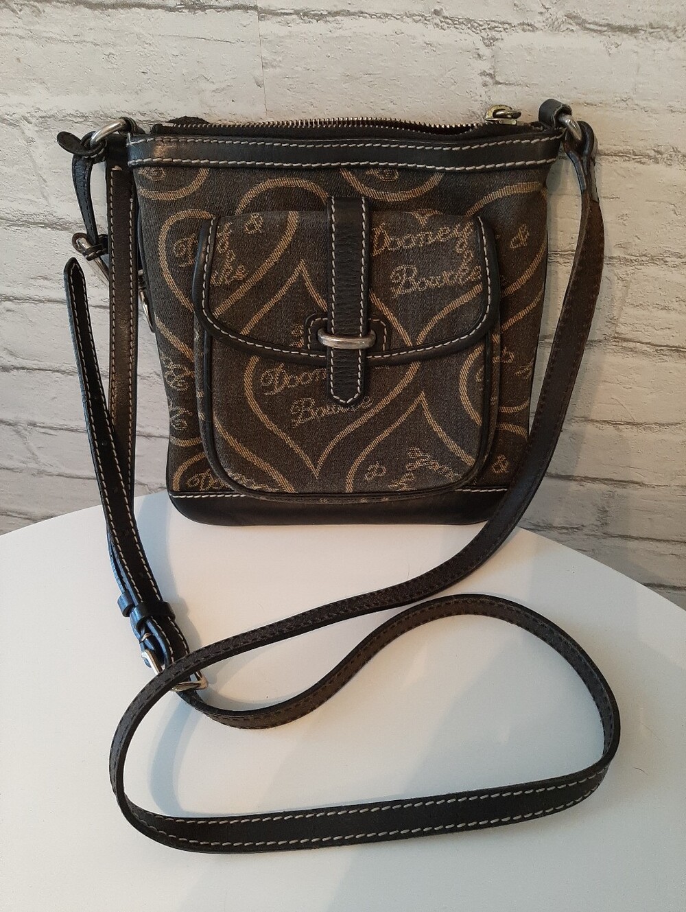 Dooney & Bourke Brown Logo Heart Crossbody Bag
